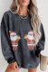 Gray Father Christmas Graphic Corded Crewneck Sweatshirt