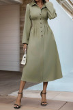 Green Button Up Midi Dress 
