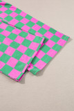 Green 2-Tone Checked Print High Waist Wide Leg Pants