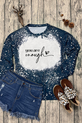 Letter Print Bleached Long Sleeves Top