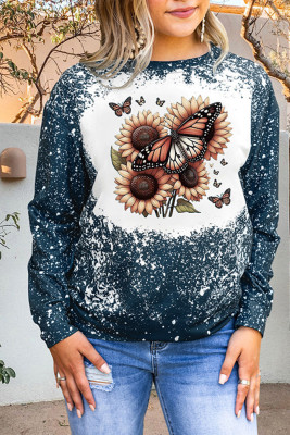 Sunflower Butterfly Bleached Long Sleeves Top