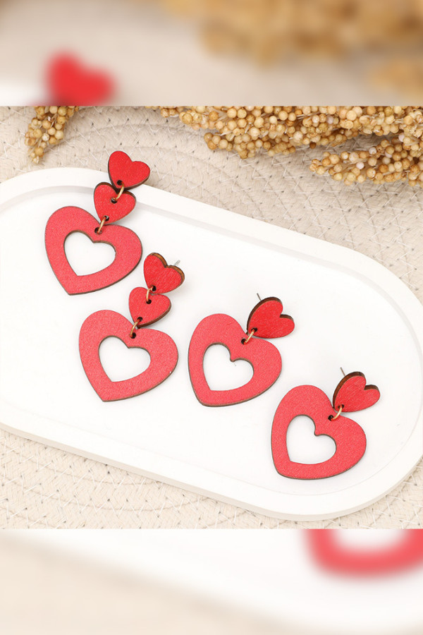 Valentine Heart Wooden Earrings