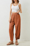 High Waist Solid Color Cropped Pants 