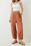 High Waist Solid Color Cropped Pants 