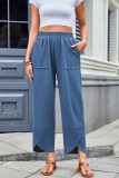 High Waist Solid Color Cropped Pants 