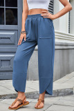High Waist Solid Color Cropped Pants 