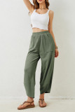 High Waist Solid Color Cropped Pants 