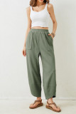 High Waist Solid Color Cropped Pants 