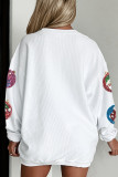 White Colorful Sequin Christmas Light Corded Baggy Sweatshirt