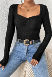 Black Lace Square Neck Top 