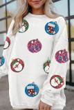 White Colorful Sequin Christmas Light Corded Baggy Sweatshirt