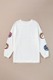 White Colorful Sequin Christmas Light Corded Baggy Sweatshirt