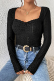 Black Lace Square Neck Top 