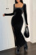 Black Velvet Split Dress 