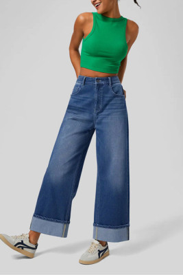 Wide Leg Straight Denim Jeans 
