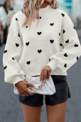 Heart Pattern Knitting Sweater 