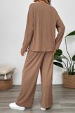 Brown Two Pieces Wide Leg Pants Set 