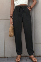 High Waist Plain Textured Jogger Pants 