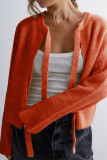 Front Open Lace Up Knitting Cardigan 