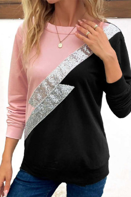 Colorblock Glitter Sweatshirt
