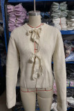 Front Open Lace Up Knitting Cardigan 