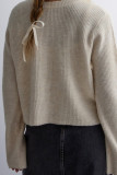 Front Open Lace Up Knitting Cardigan 