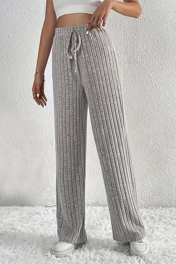 Grey High Waist Wide Leg Pants 