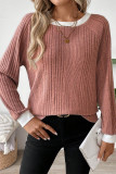Plain Crew Neck Ribbed Knitting Top
