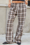 Plaid Stripes Straight Pants 