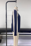 Navy Colorblock Zipper Jacket 
