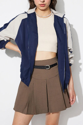 Navy Colorblock Zipper Jacket 