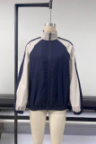 Navy Colorblock Zipper Jacket 