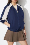 Navy Colorblock Zipper Jacket 