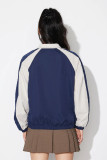 Navy Colorblock Zipper Jacket 