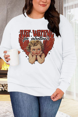 Plus Size Valentine Angel Print Top