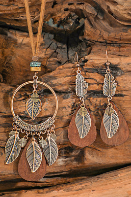 Vintage Alloy Leaves Necklace 