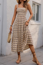 Vintage Print Spaghetti Dress 