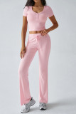 Short Sleeves Crop Top and Pants Set 