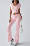 Short Sleeves Crop Top and Pants Set 