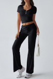 Short Sleeves Crop Top and Pants Set 