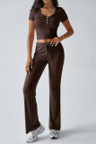 Short Sleeves Crop Top and Pants Set 