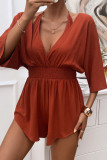 Orange Halter Neck One Piece Romper 