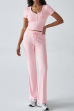 Short Sleeves Crop Top and Pants Set 