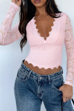 V Neck Lace Sleeves Top 