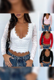 V Neck Lace Sleeves Top 