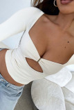 Solid Color Square Neck Top 