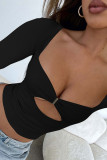 Solid Color Square Neck Top 