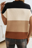 Colorblock Short Sleeves Knitting Top 