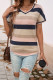 V Neck Colorblock Short Sleeves Sweater 