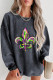 Gray Mardi Gras Symbol Heat Transfer Corded Pullover Sweatshirt